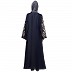 A-line party wear abaya with Resham embroidery work- Navy Blue